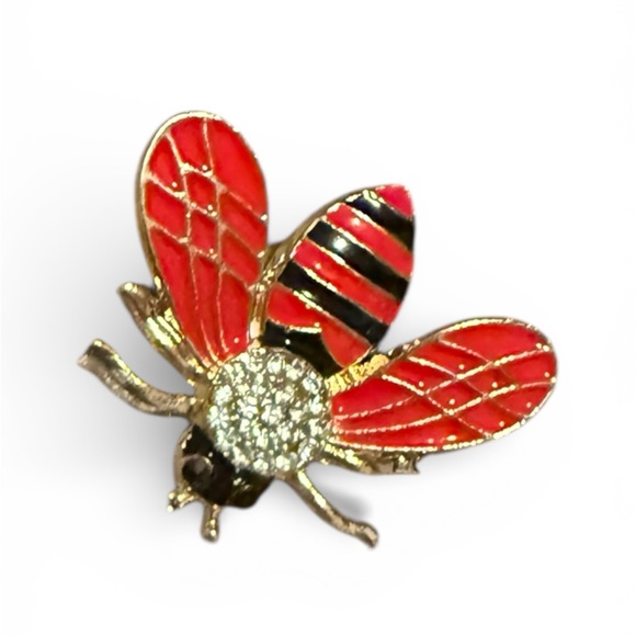 Accessories - Vintage Red and Gold Bee Brooch